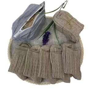 Set of 5 Organic Linen Cable Knit Unisex Socks, Flax Socks, Eco-Friendly Socks